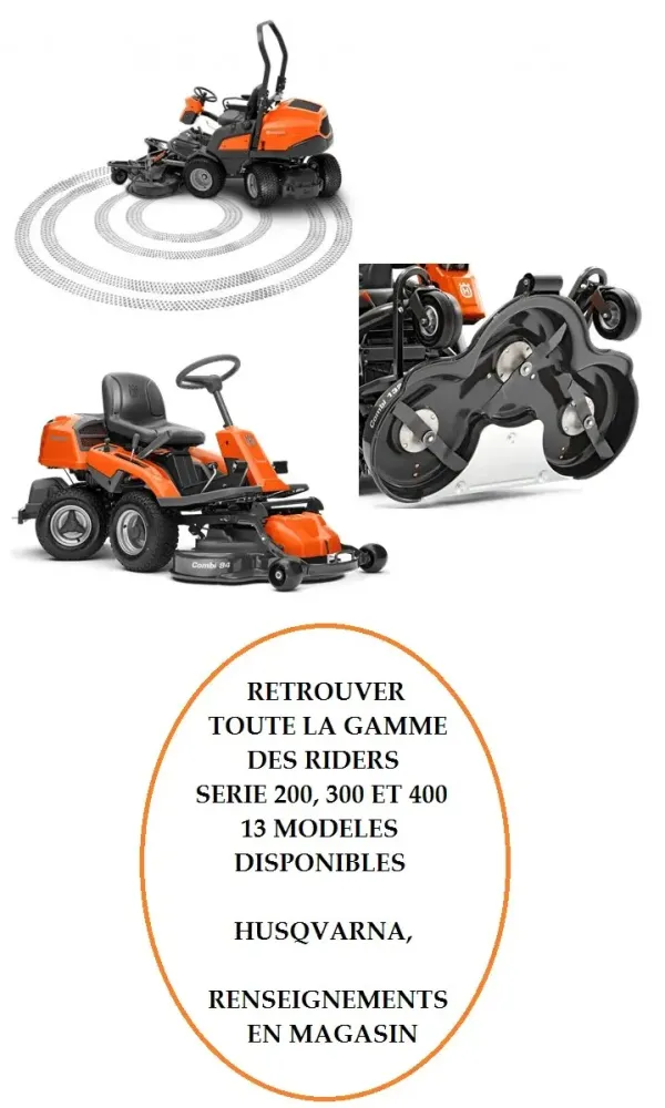 Autoportées Husqvarna Gamme rider coupe frontale avant série 200